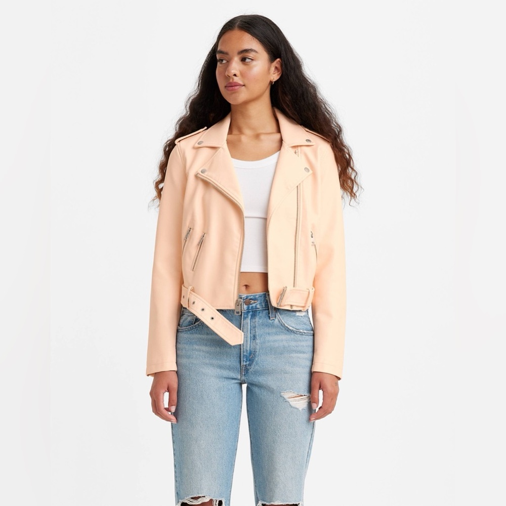 Levi’s belted faux leather moto jacket NWT